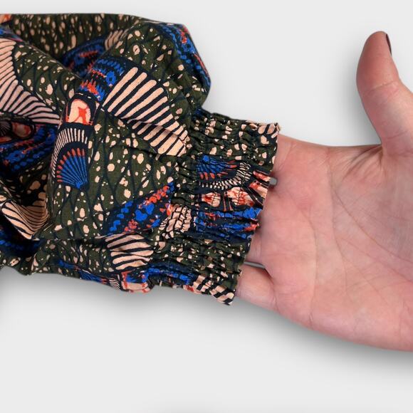 Ulla Johnson Juniper Floral Print Cotton Poplin Midi Dress in Army Green Size 6 - Picture 7 of 9